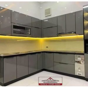 Tủ bếp inox 304 cánh kính mẫu 10