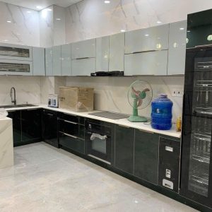 Tủ bếp inox cánh kính mẫu 07