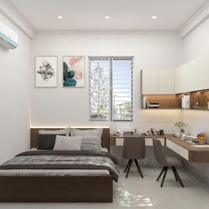 Giường ngủ MDF + bàn làm việc mẫu 14