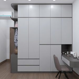Tủ áo mdf màu xám nhạt